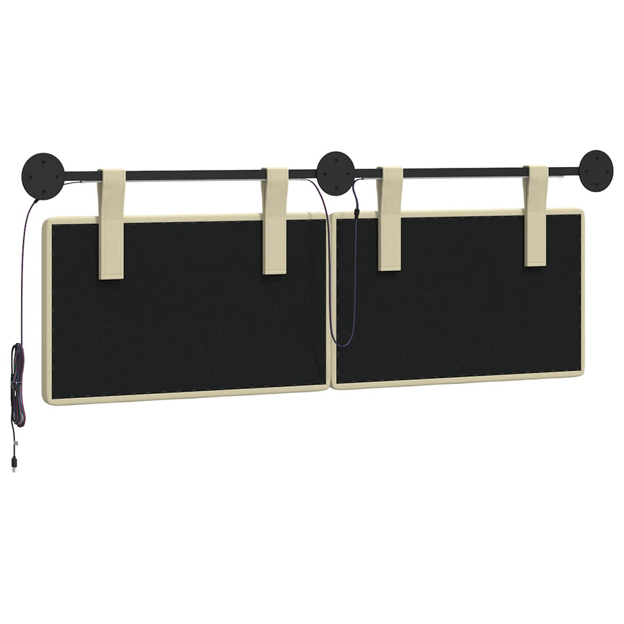 Hangend hoofdbord Met LED-verlichting Crèmekleurig Kunstleer