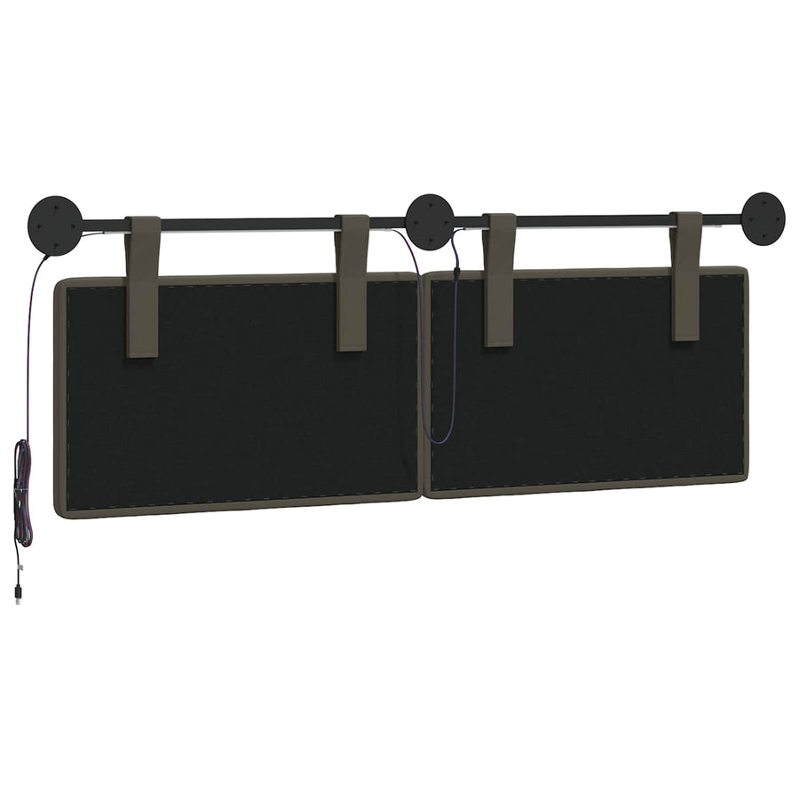 Hangend hoofdbord Met LED-verlichting Grijs Kunstleer