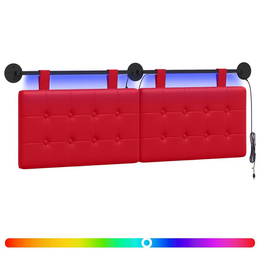 Hangend hoofdbord Met LED-verlichting Rood Kunstleer