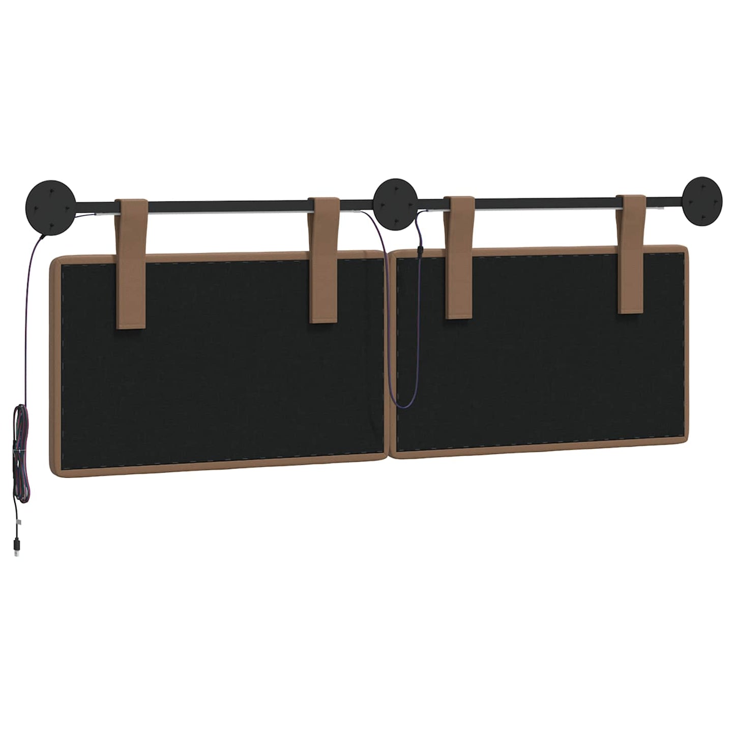 Hangend hoofdbord Met LED-verlichting Cappuccino Kunstleer
