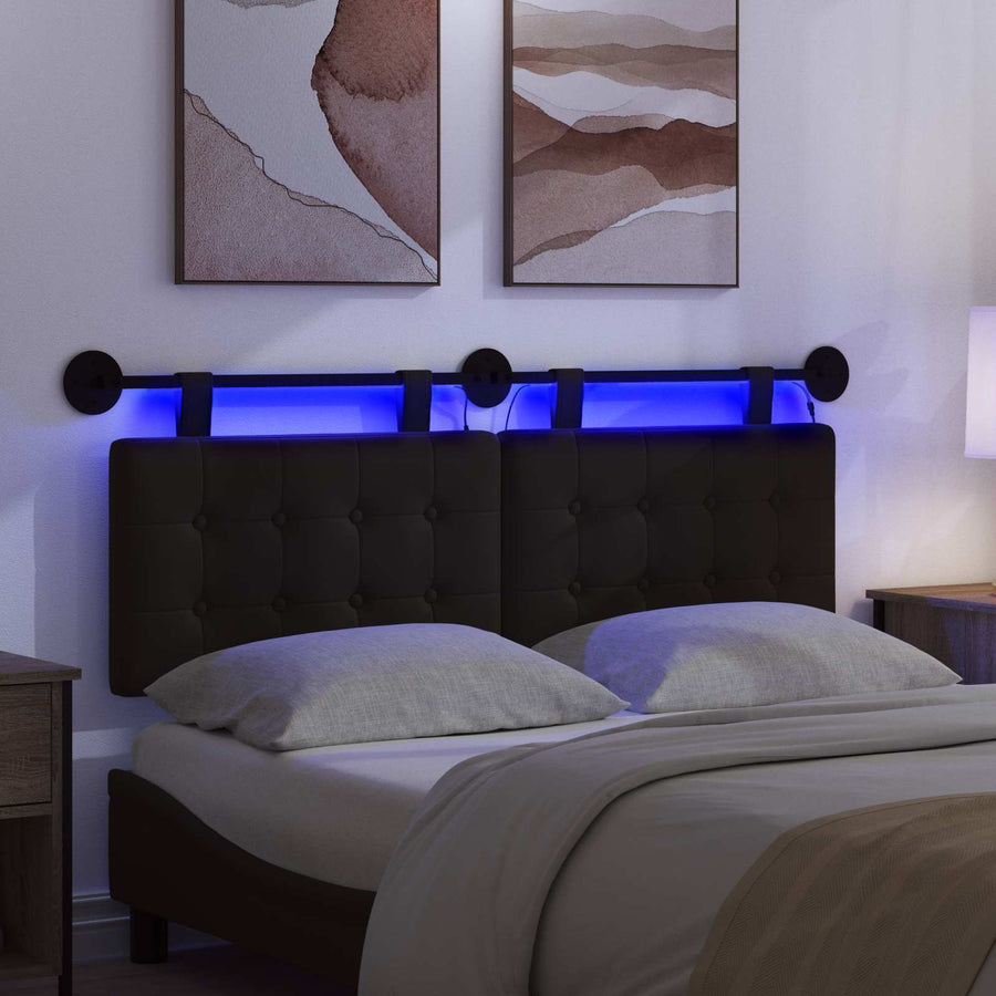 Hangend hoofdbord Met LED-verlichting Zwart Kunstleer