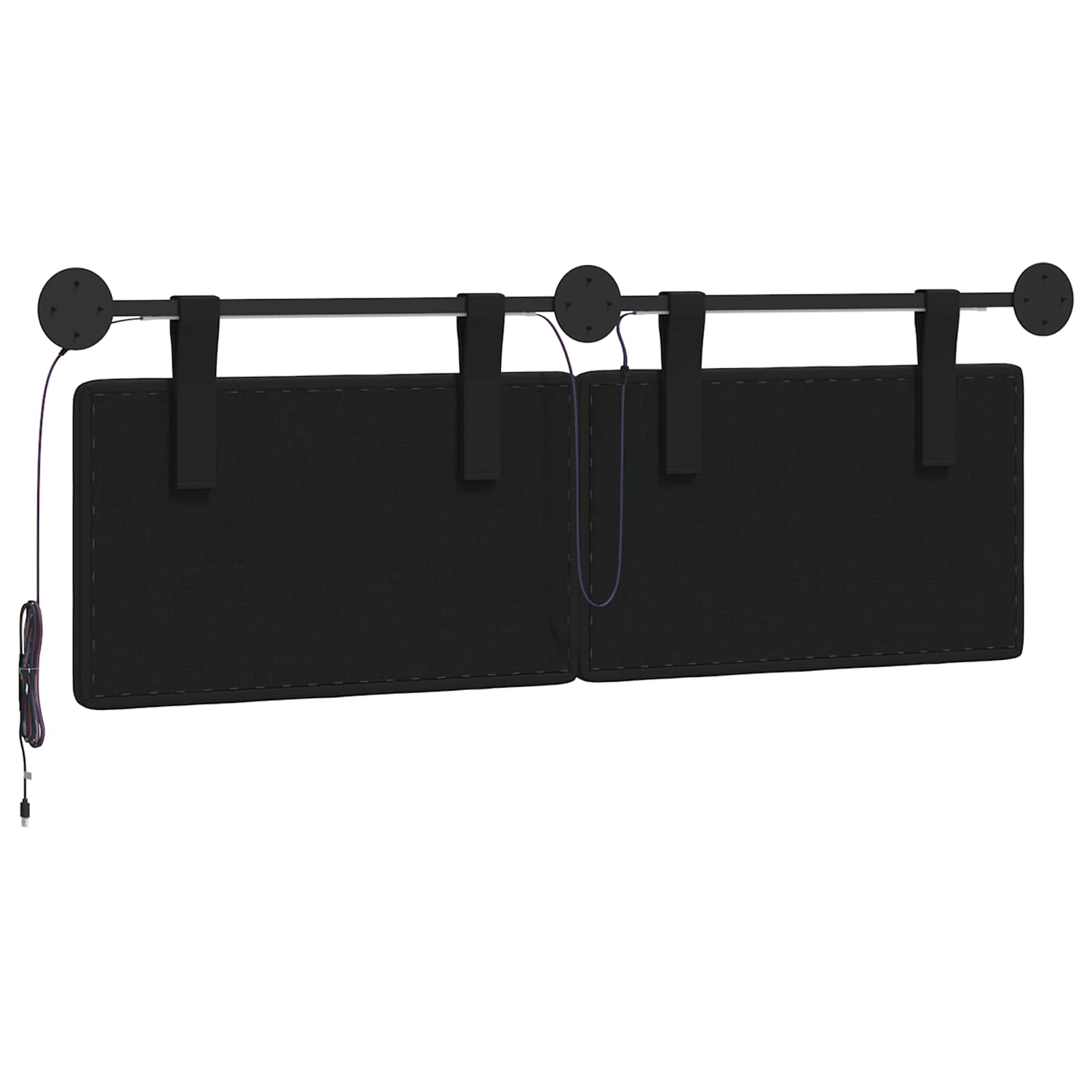 Hangend hoofdbord Met LED-verlichting Zwart Kunstleer