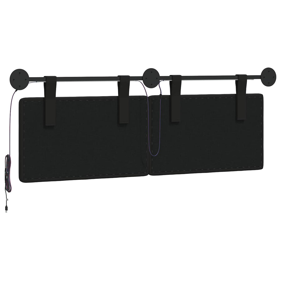 Hangend hoofdbord Met LED-verlichting Zwart Kunstleer