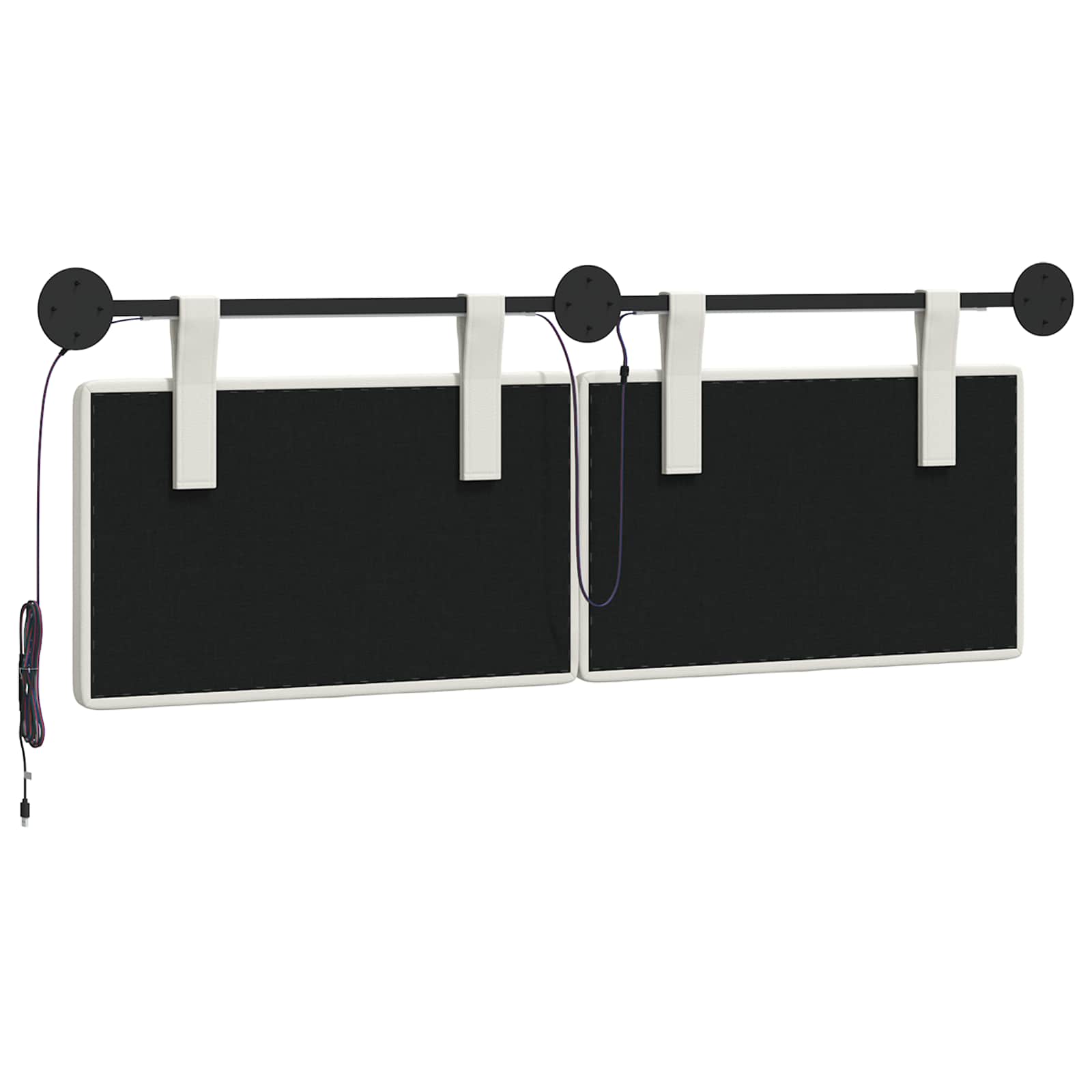 Hangend hoofdbord Met LED-verlichting Wit Kunstleer