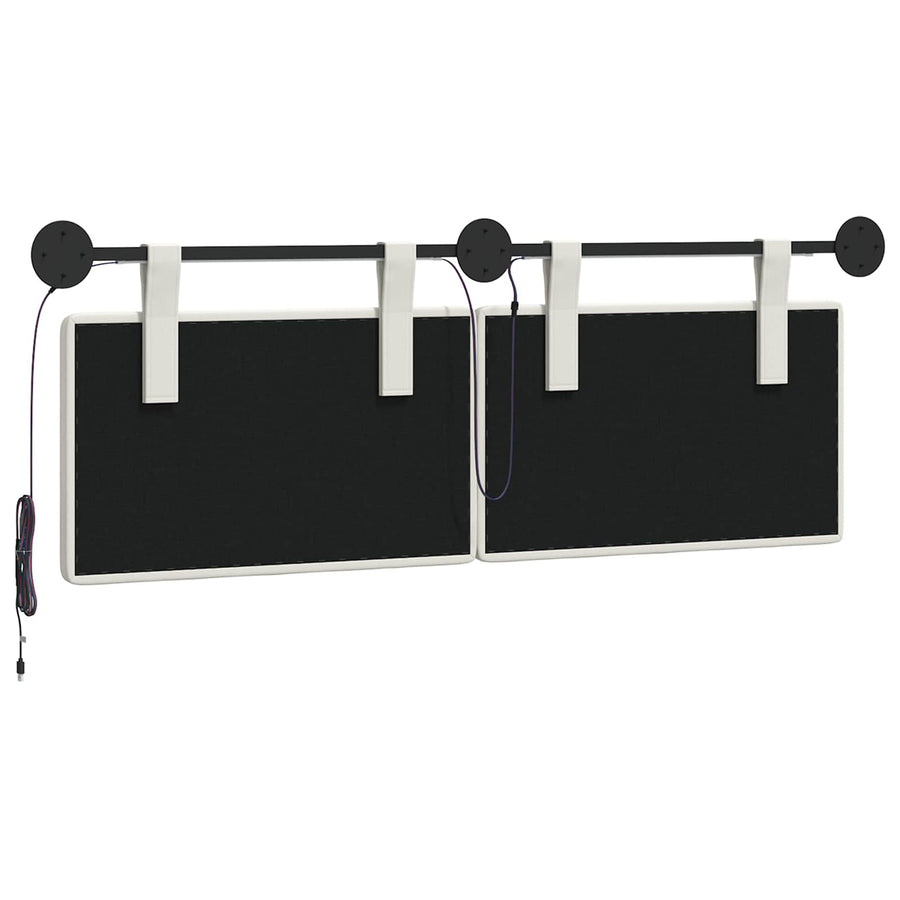 Hangend hoofdbord Met LED-verlichting Wit Kunstleer