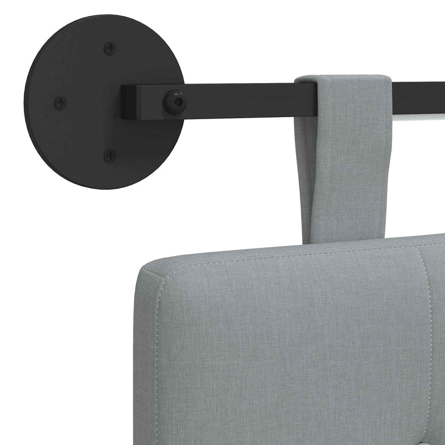 Hangend hoofdbord Met LED-verlichting Lichtgrijs Stof