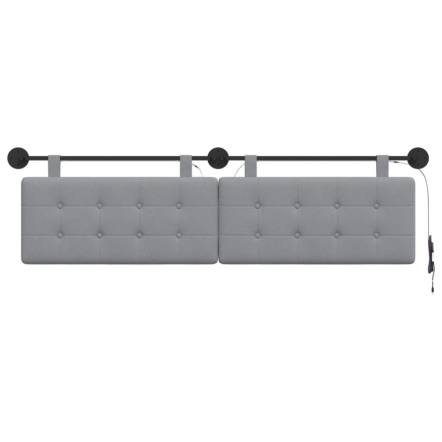 Hangend hoofdbord Met LED-verlichting Lichtgrijs Stof