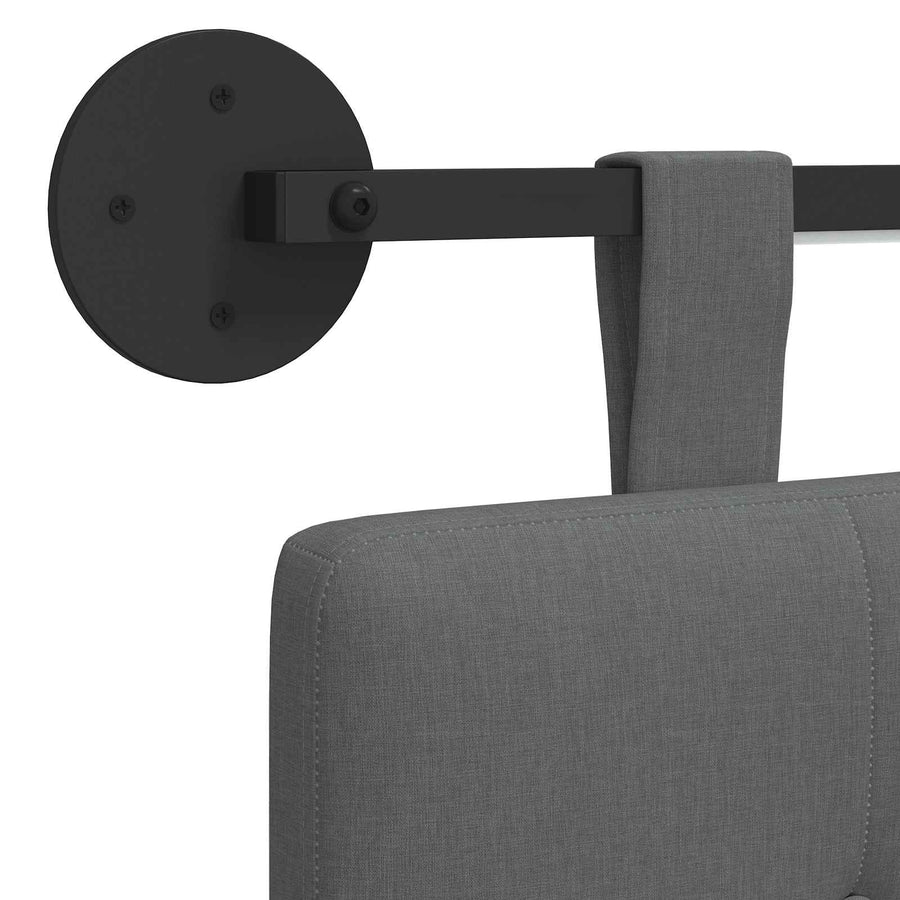 Hangend hoofdbord Met LED-verlichting Donkergrijs Stof