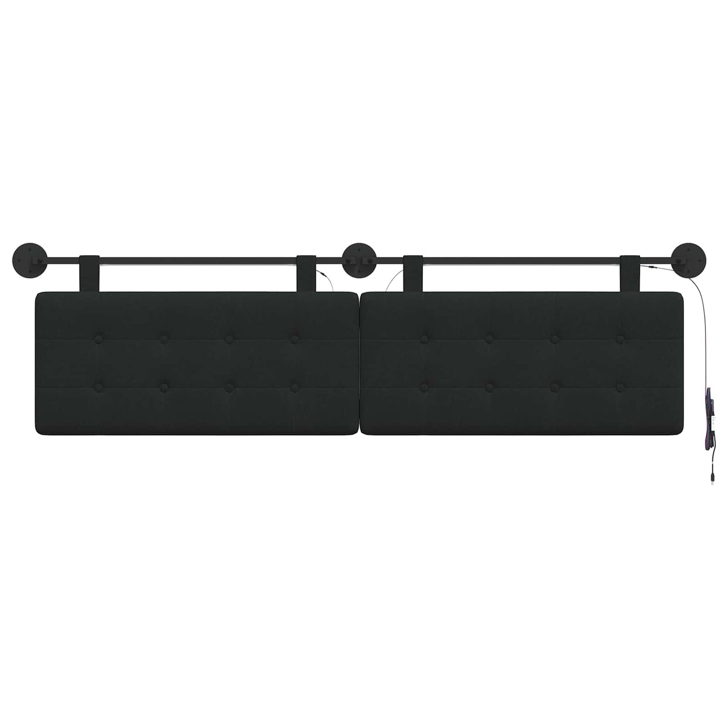 Hangend hoofdbord Met LED-verlichting Zwart Stof