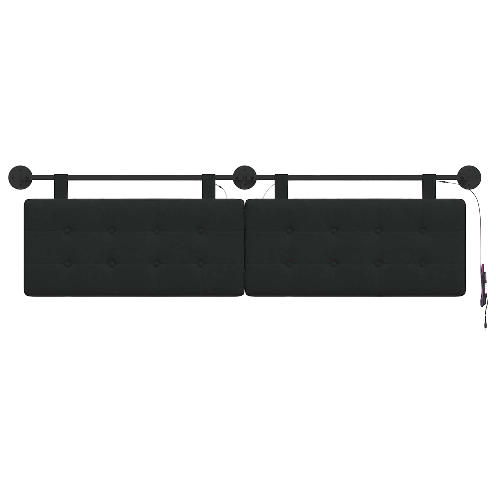 Hangend hoofdbord Met LED-verlichting Zwart Stof