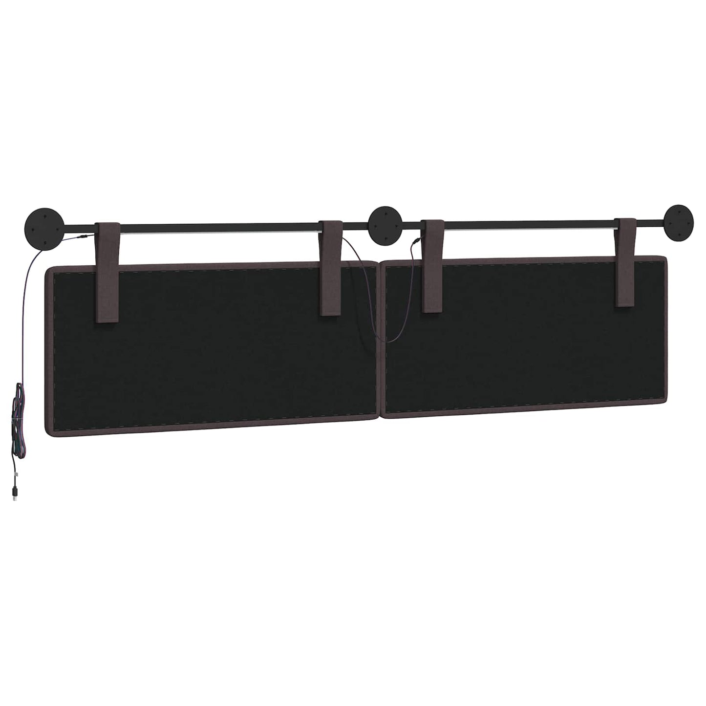 Hangend hoofdbord Met LED-verlichting Donkerbruin Stof