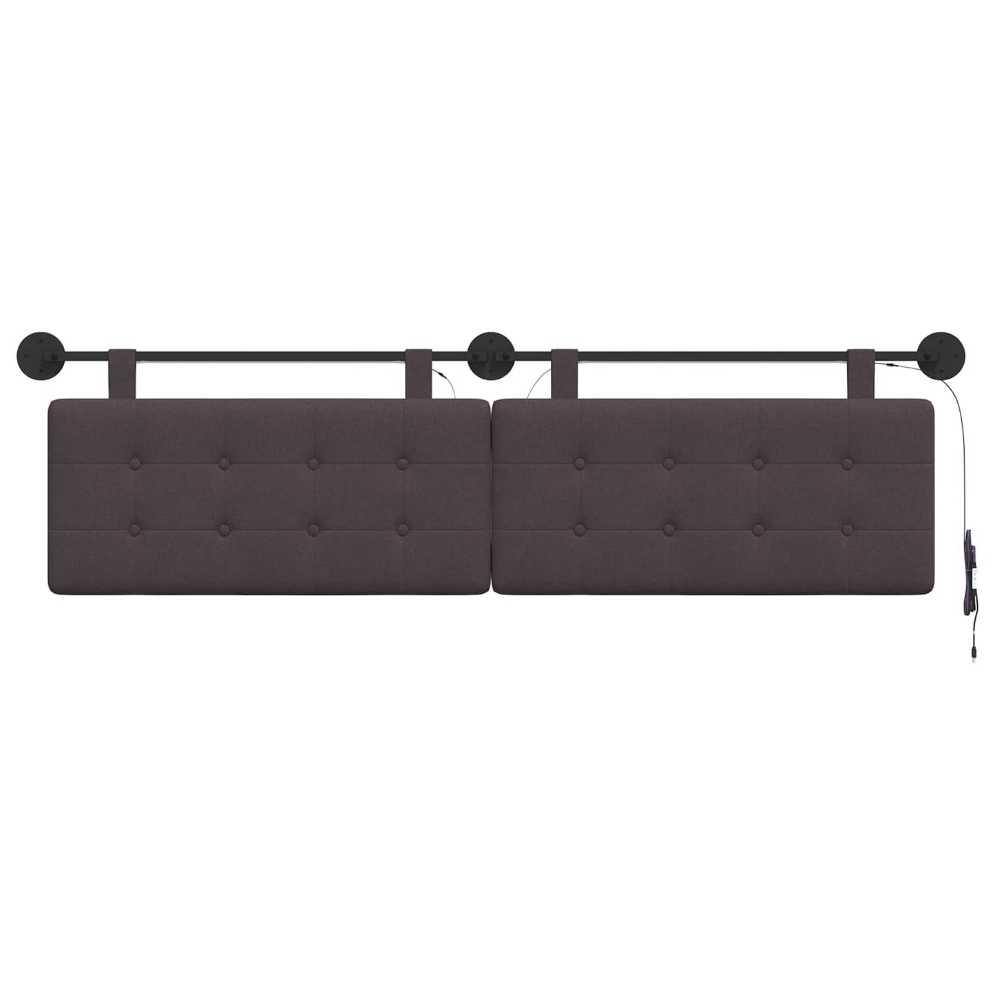 Hangend hoofdbord Met LED-verlichting Donkerbruin Stof