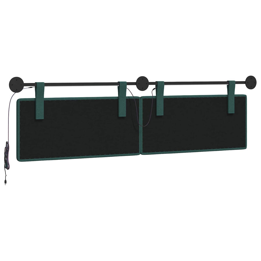 Hangend hoofdbord Met LED-verlichting Donkergroen Stof