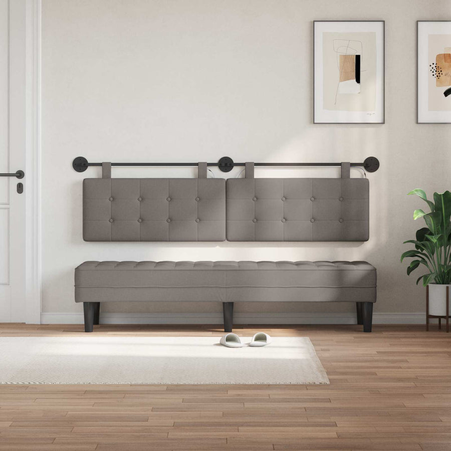Hangend hoofdbord Met LED-verlichting Taupe Stof