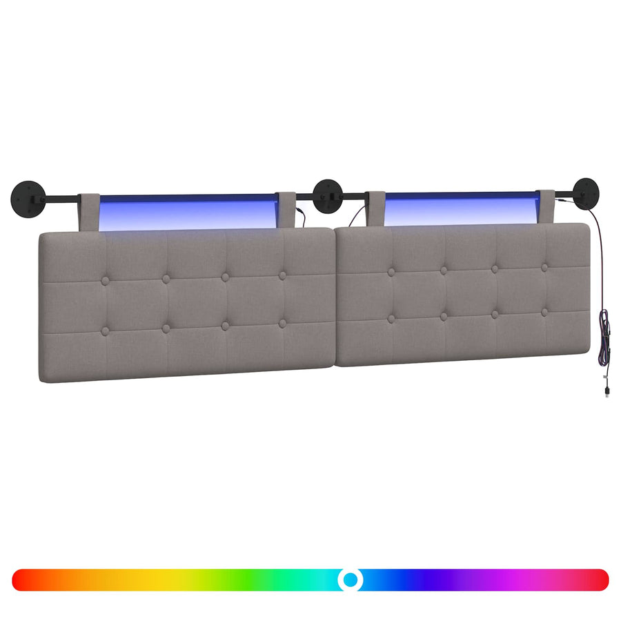 Hangend hoofdbord Met LED-verlichting Taupe Stof