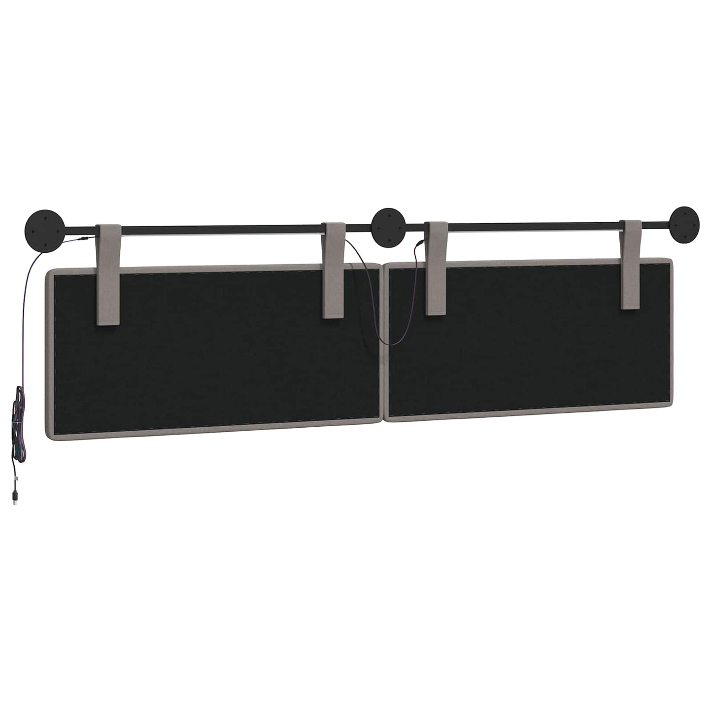 Hangend hoofdbord Met LED-verlichting Taupe Stof