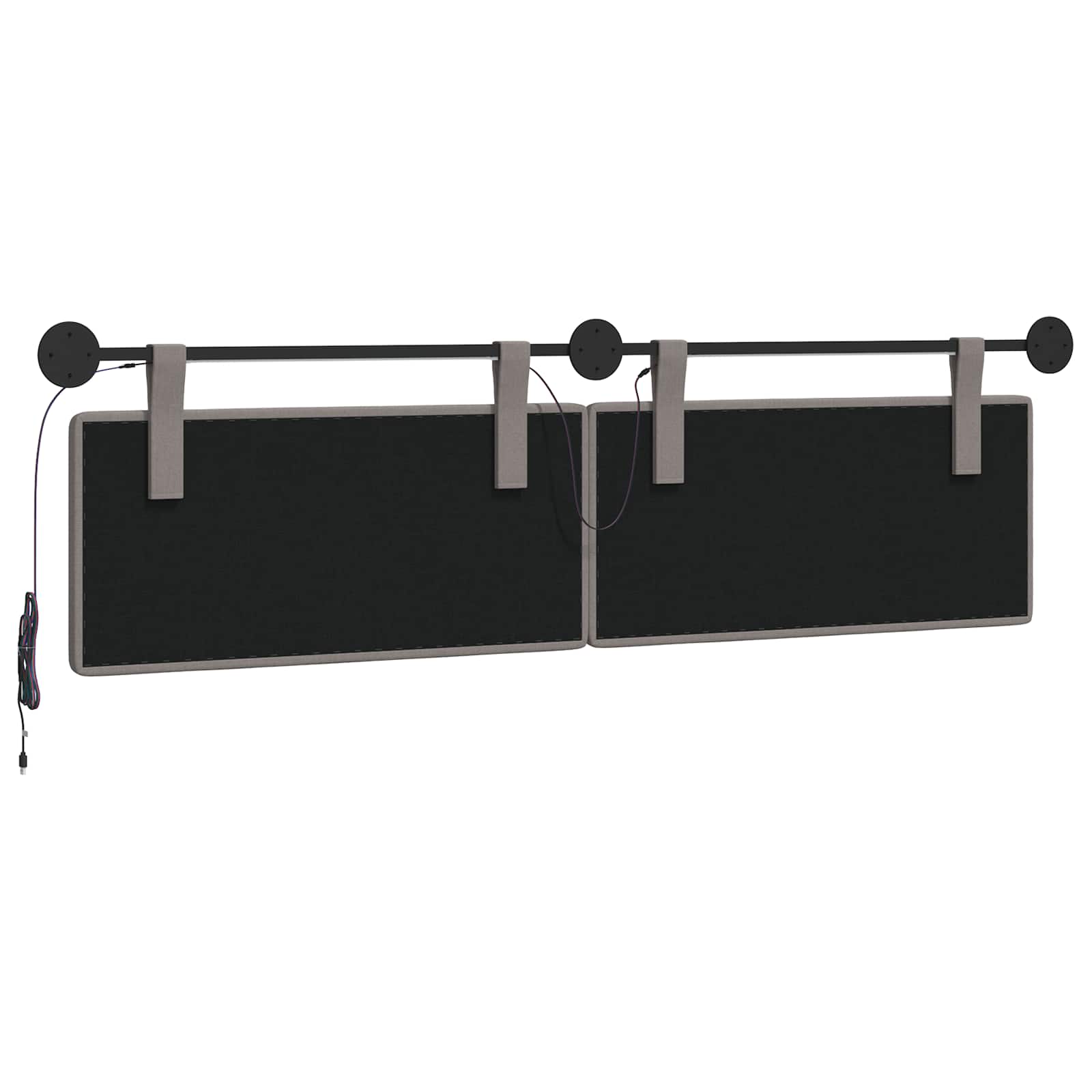 Hangend hoofdbord Met LED-verlichting Taupe Stof