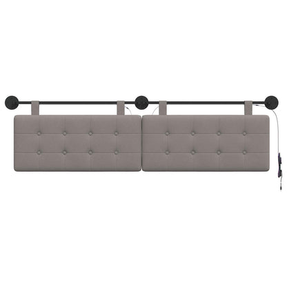Hangend hoofdbord Met LED-verlichting Taupe Stof