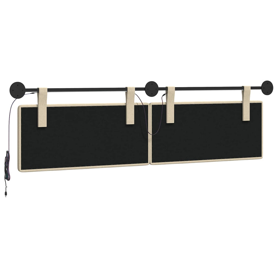 Hangend hoofdbord Met LED-verlichting Crèmekleurig Stof
