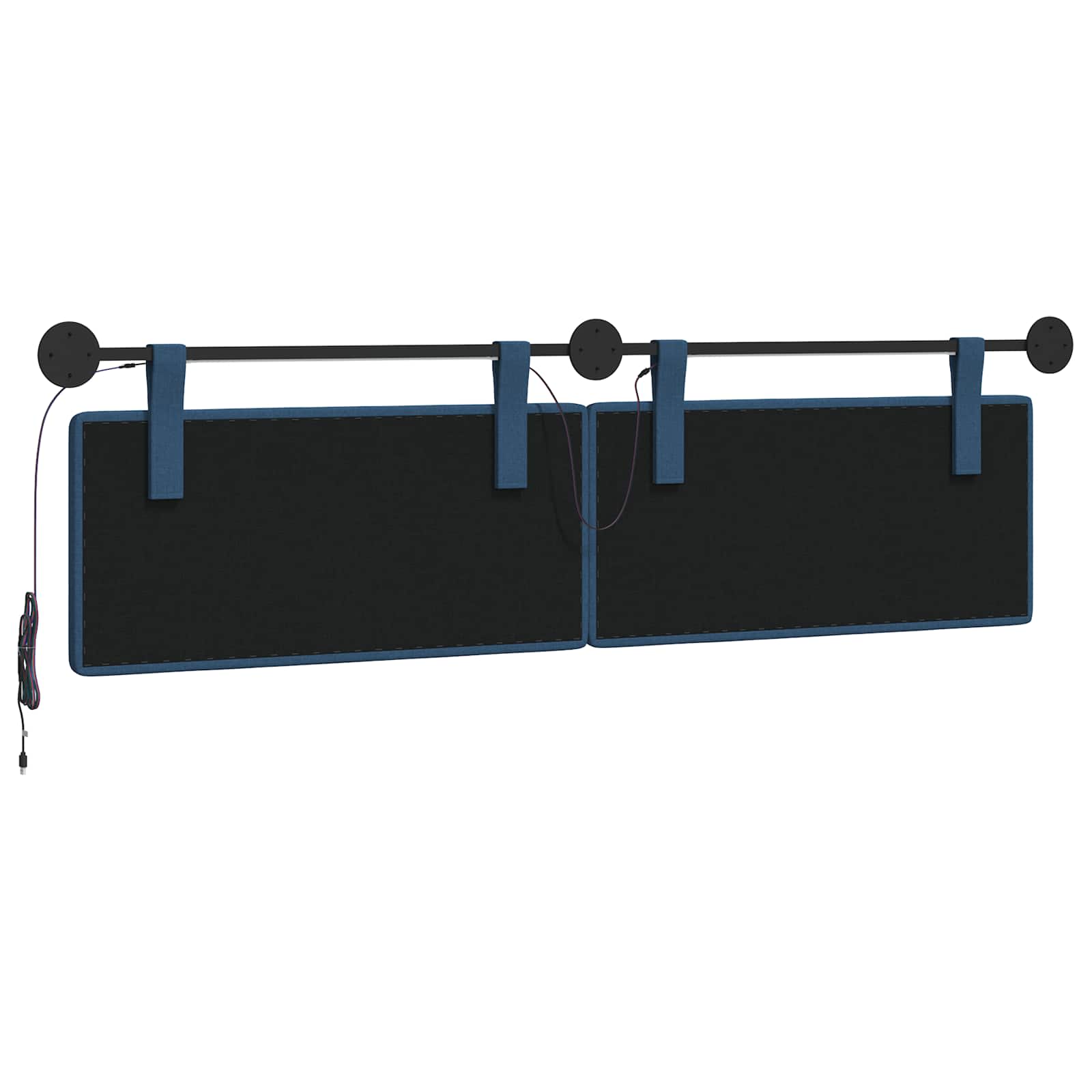 Hangend hoofdbord Met LED-verlichting Blauw Stof