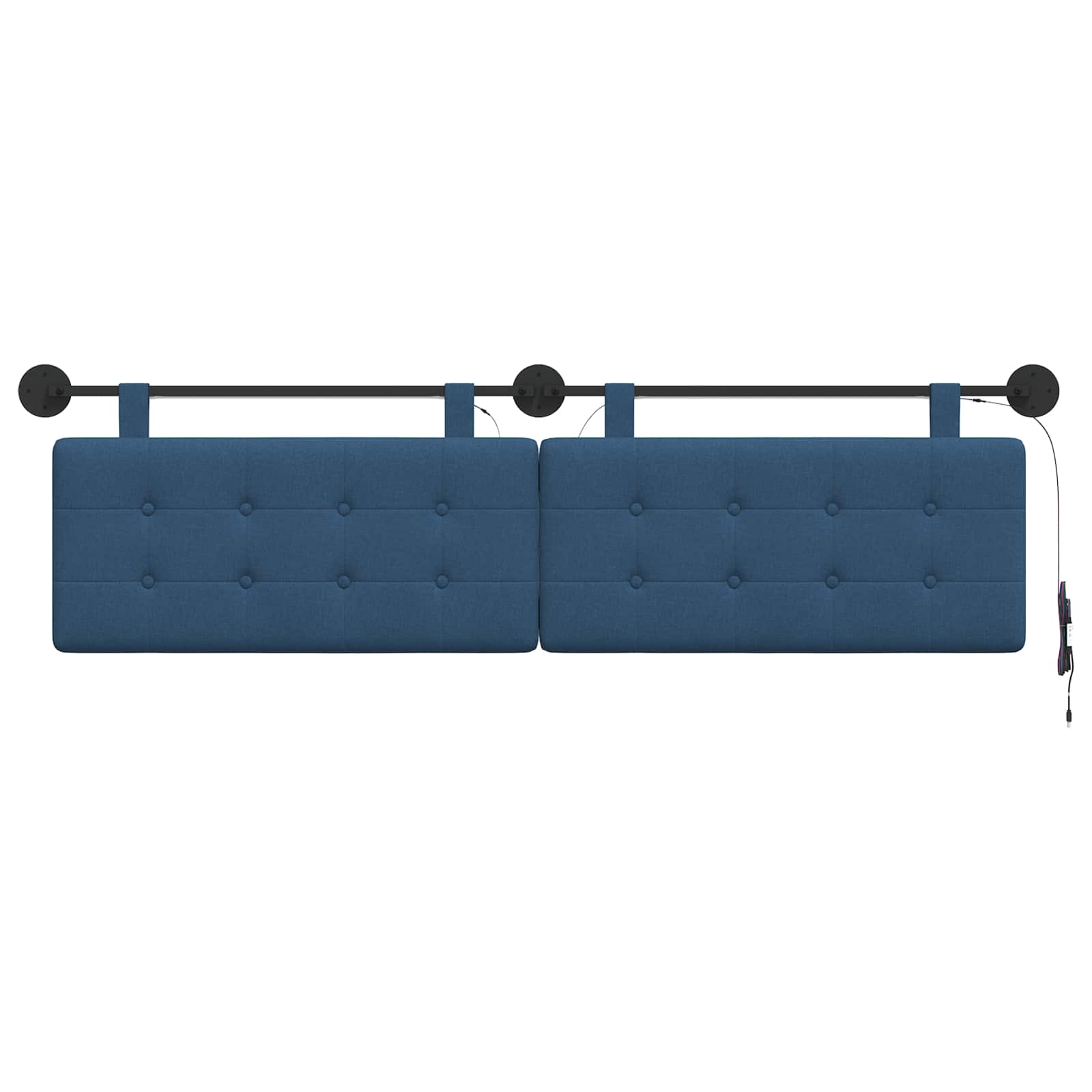 Hangend hoofdbord Met LED-verlichting Blauw Stof