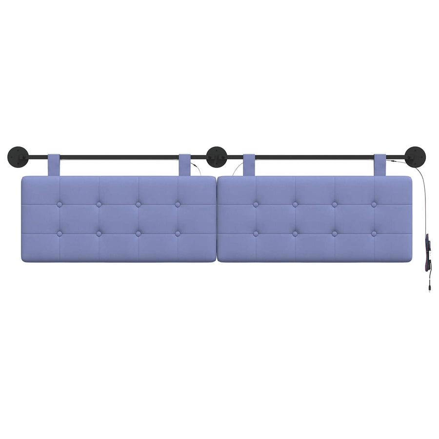 Hangend hoofdbord Met LED-verlichting Jeans Blauw Stof