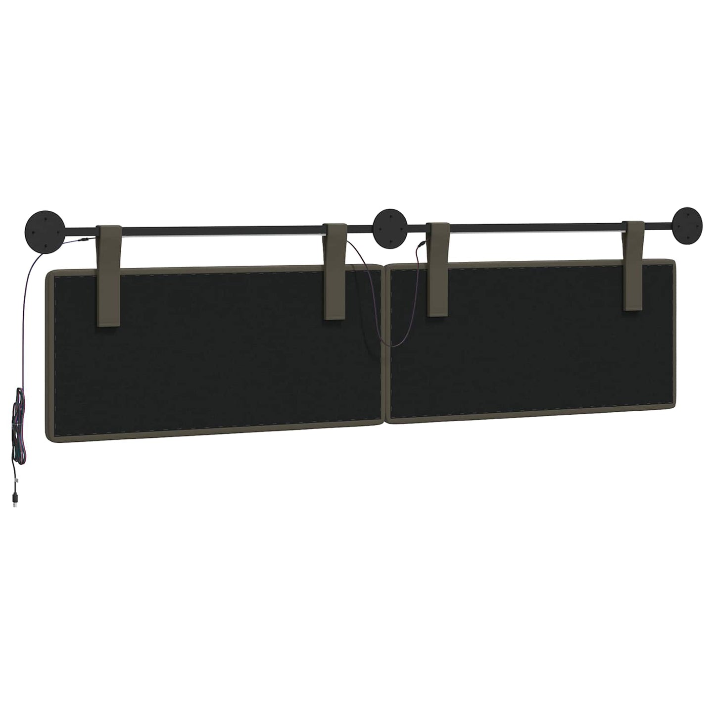 Hangend hoofdbord Met LED-verlichting Grijs Kunstleer