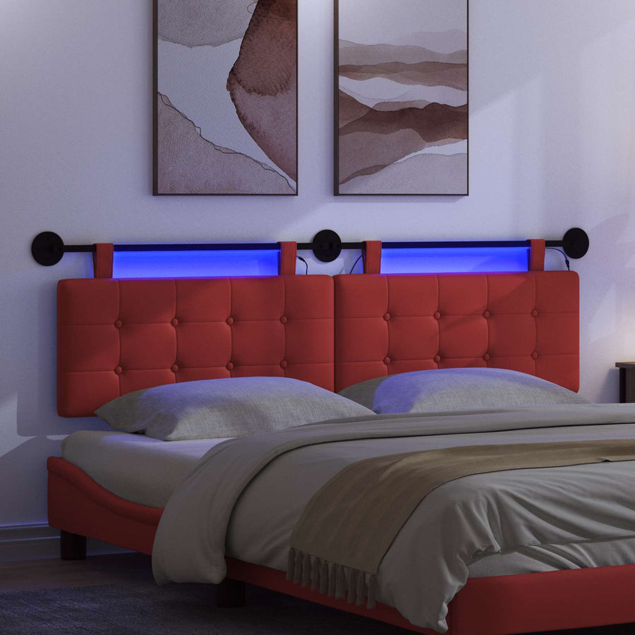 Hangend hoofdbord Met LED-verlichting Rood Kunstleer