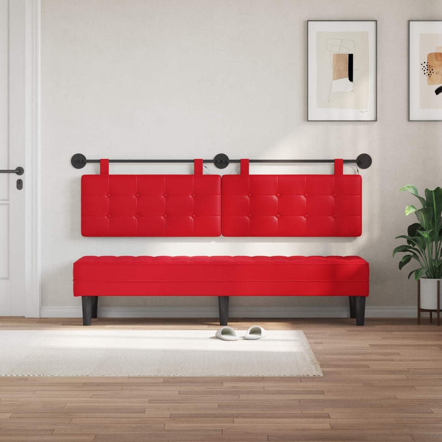 Hangend hoofdbord Met LED-verlichting Rood Kunstleer