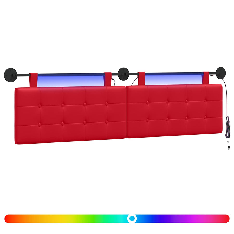 Hangend hoofdbord Met LED-verlichting Rood Kunstleer