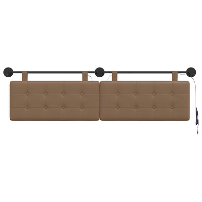 Hangend hoofdbord Met LED-verlichting Cappuccino Kunstleer