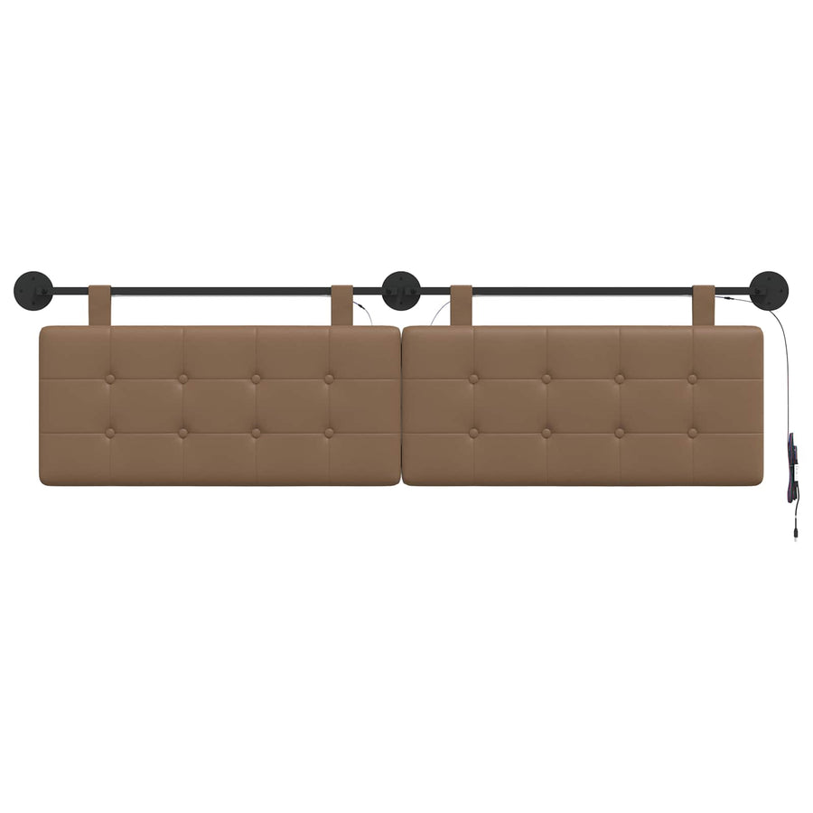 Hangend hoofdbord Met LED-verlichting Cappuccino Kunstleer