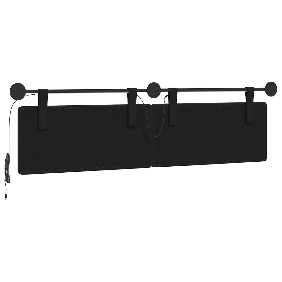 Hangend hoofdbord Met LED-verlichting Zwart Kunstleer