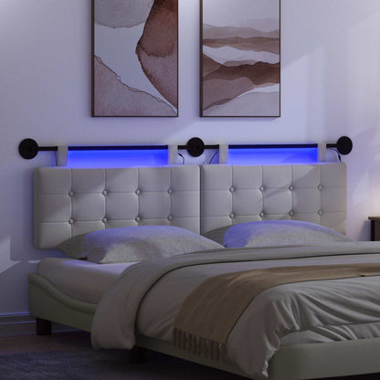 Hangend hoofdbord Met LED-verlichting Wit Kunstleer