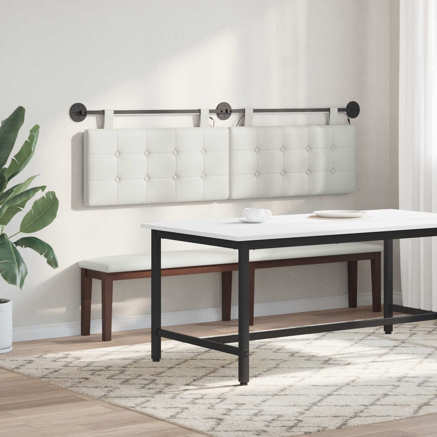 Hangend hoofdbord Met LED-verlichting Wit Kunstleer