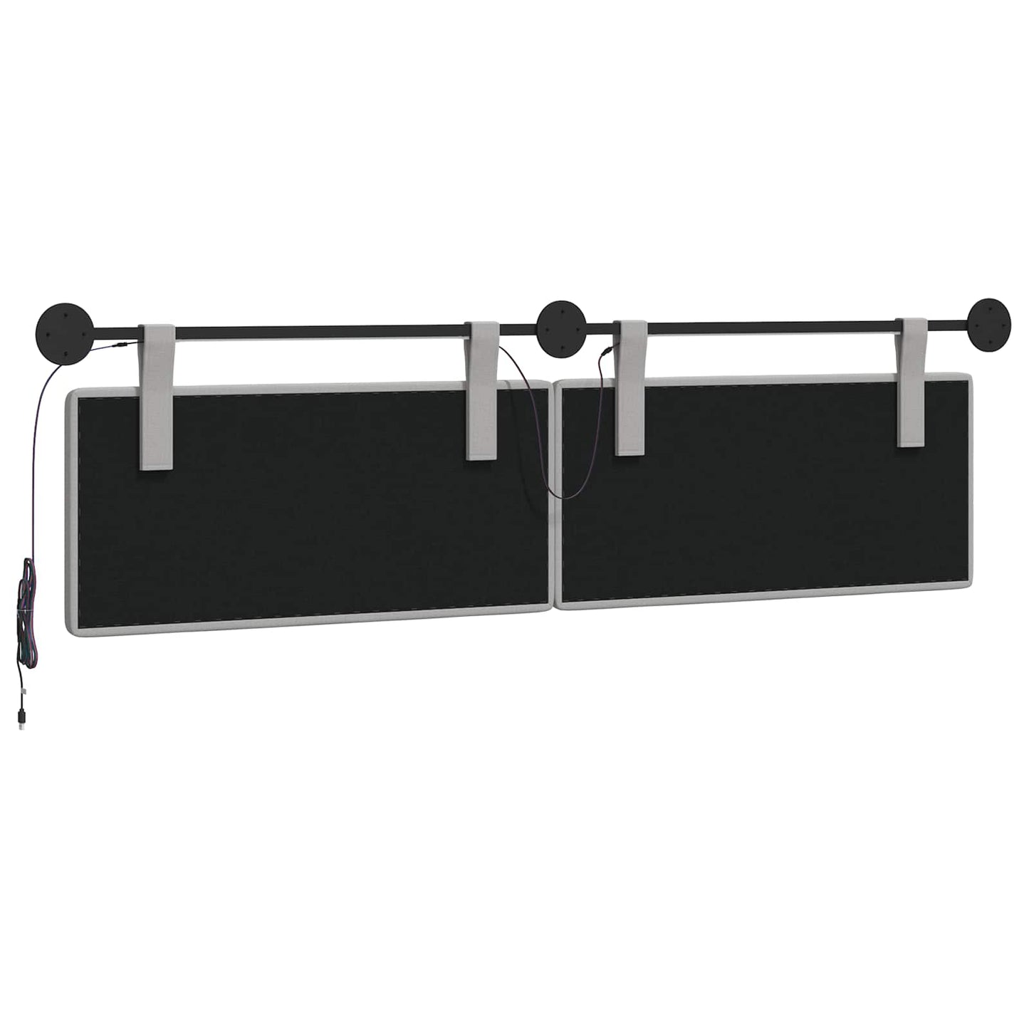Hangend hoofdbord Met LED-verlichting Wolkengrijs Stof