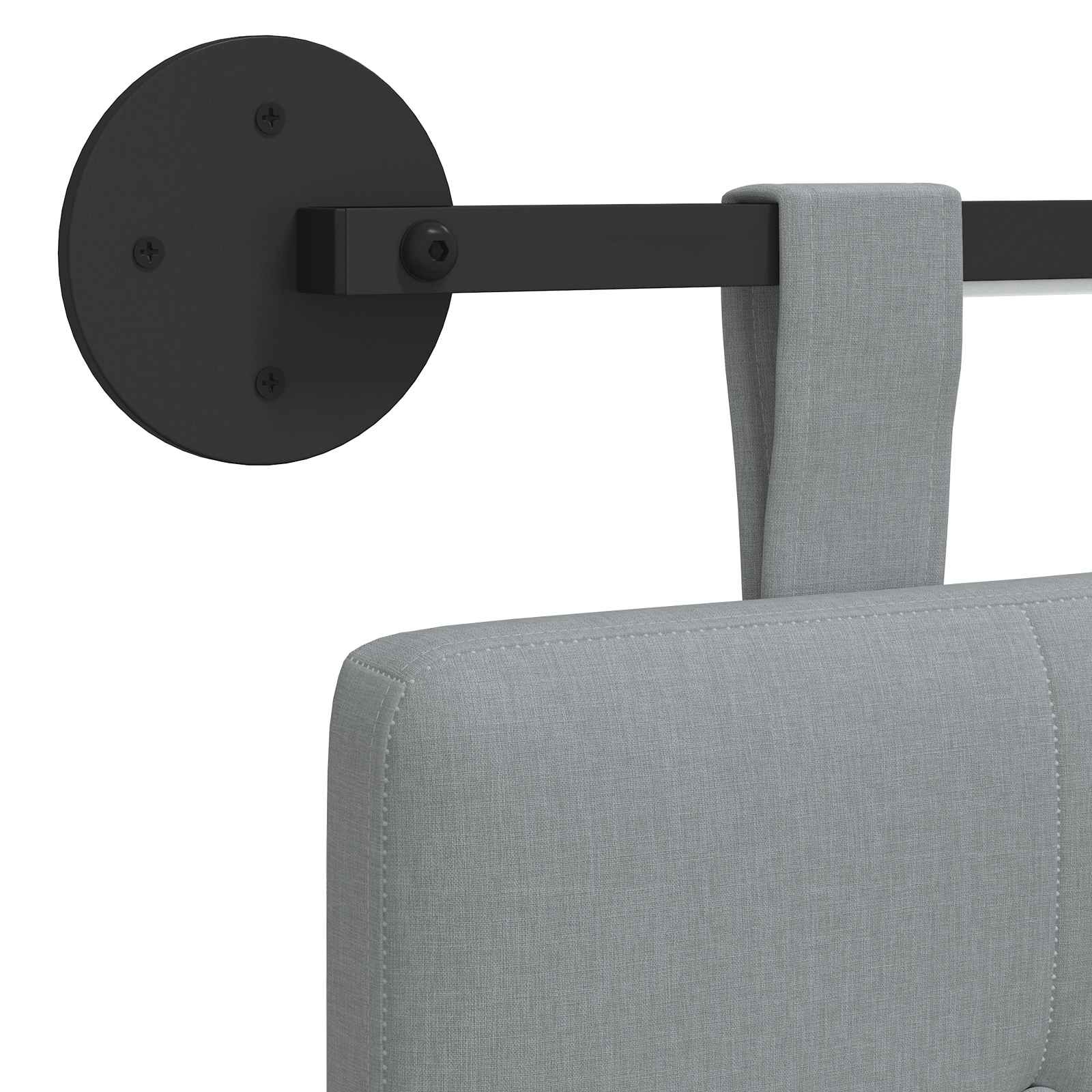 Hangend hoofdbord Met LED-verlichting Lichtgrijs Stof