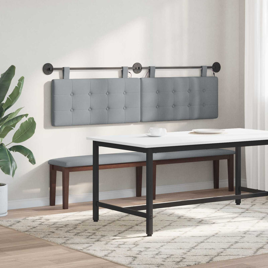 Hangend hoofdbord Met LED-verlichting Lichtgrijs Stof