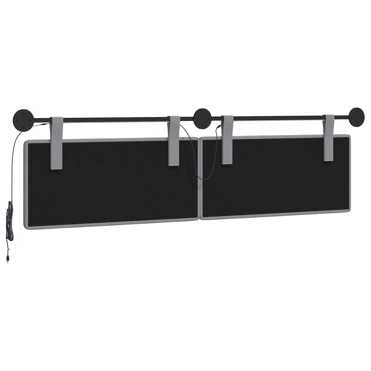 Hangend hoofdbord Met LED-verlichting Lichtgrijs Stof