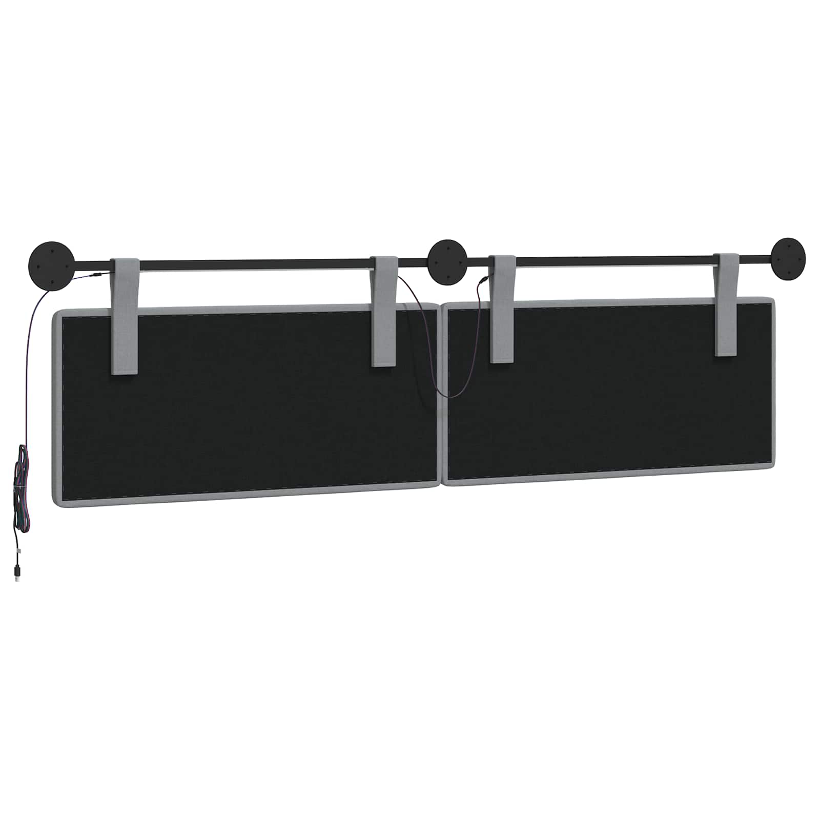 Hangend hoofdbord Met LED-verlichting Lichtgrijs Stof