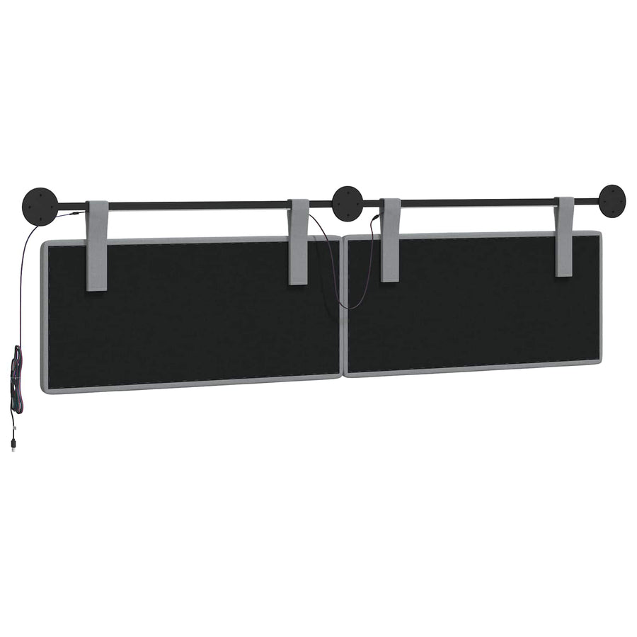 Hangend hoofdbord Met LED-verlichting Lichtgrijs Stof