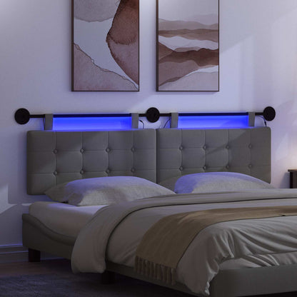 Hangend hoofdbord Met LED-verlichting Donkergrijs Stof