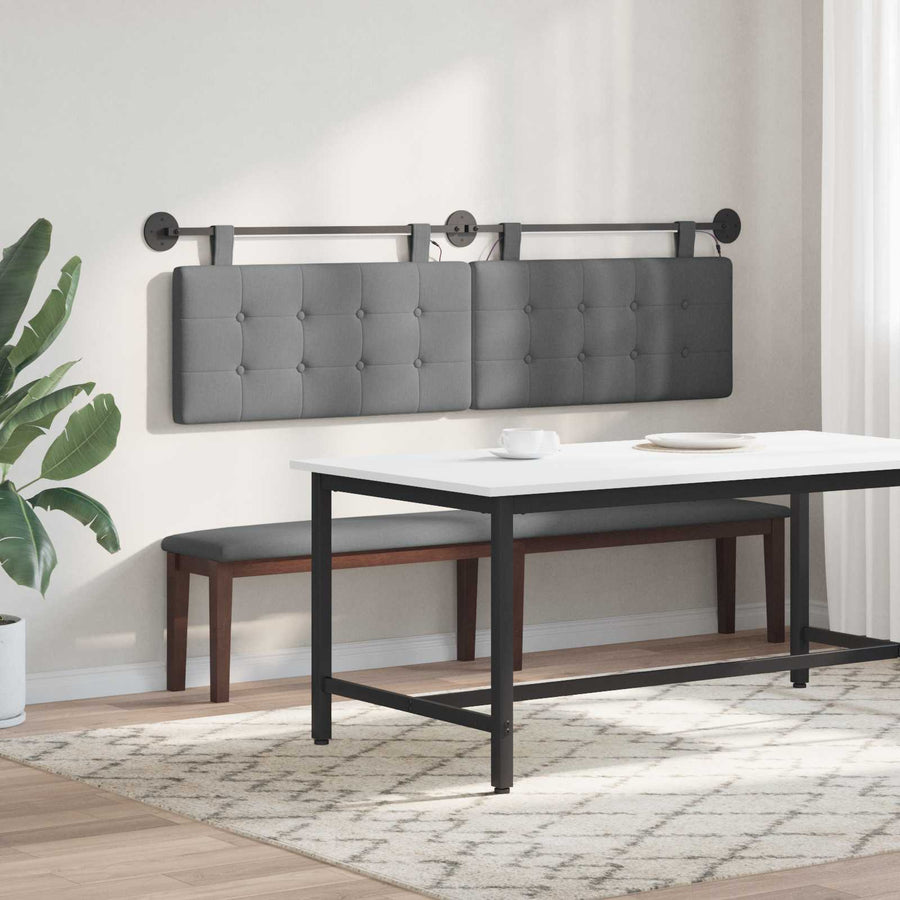 Hangend hoofdbord Met LED-verlichting Donkergrijs Stof