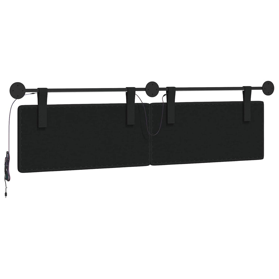 Hangend hoofdbord Met LED-verlichting Zwart Stof