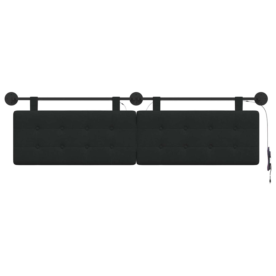 Hangend hoofdbord Met LED-verlichting Zwart Stof