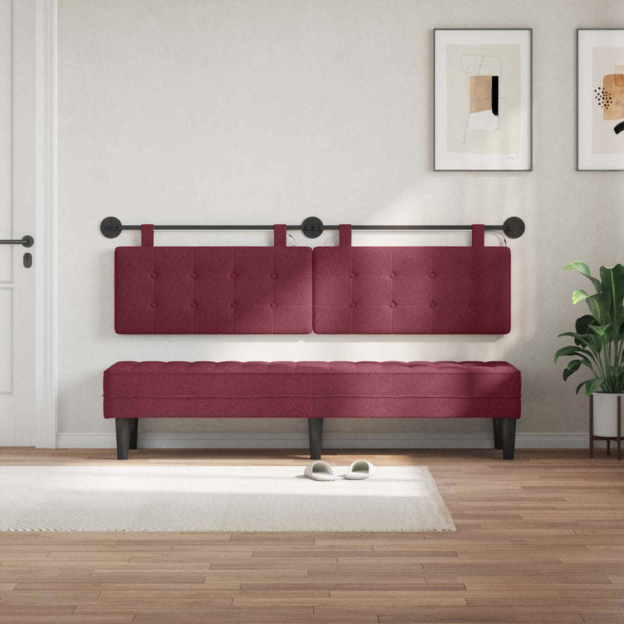 Hangend hoofdbord Met LED-verlichting Wijnrood Stof