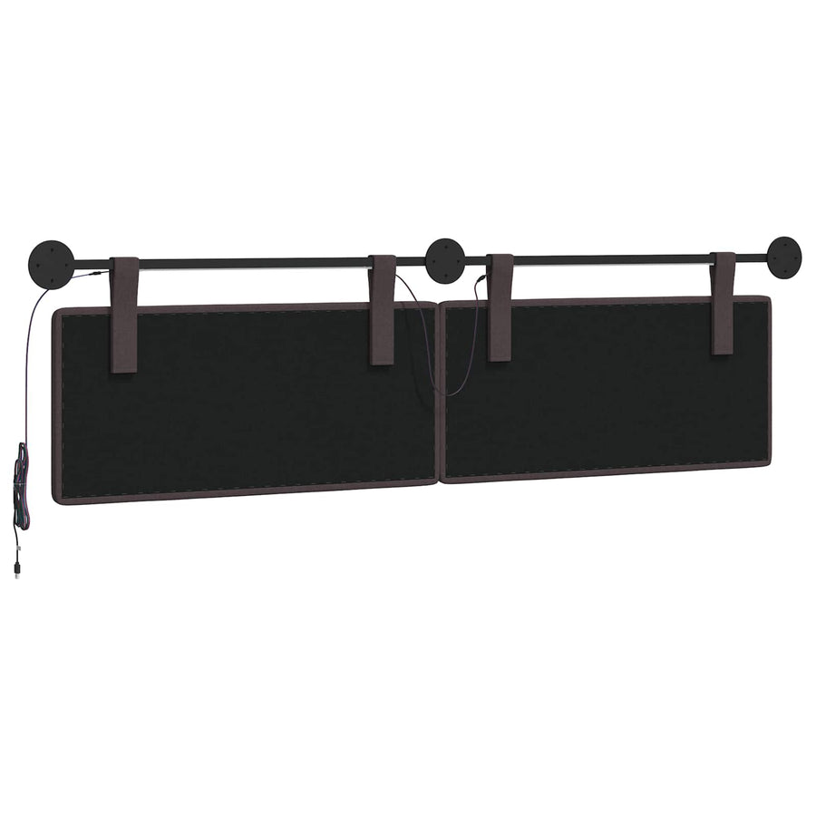 Hangend hoofdbord Met LED-verlichting Donkerbruin Stof