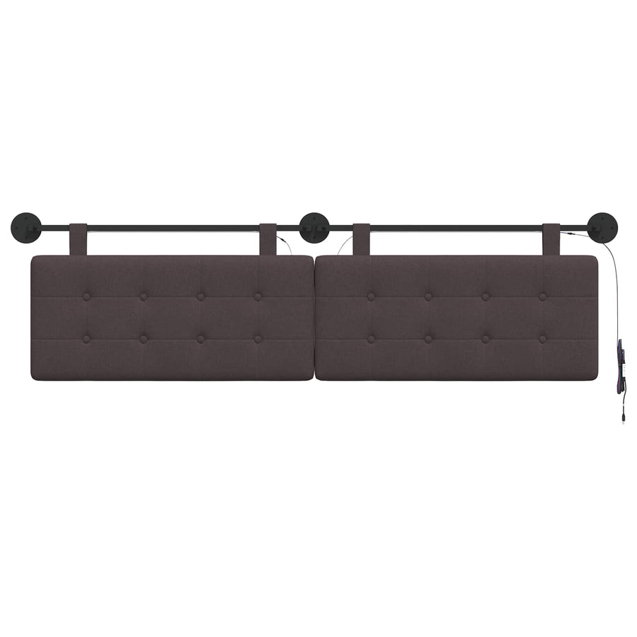 Hangend hoofdbord Met LED-verlichting Donkerbruin Stof