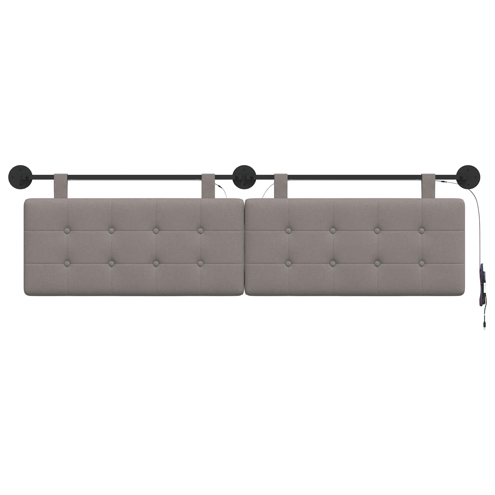 Hangend hoofdbord Met LED-verlichting Taupe Stof