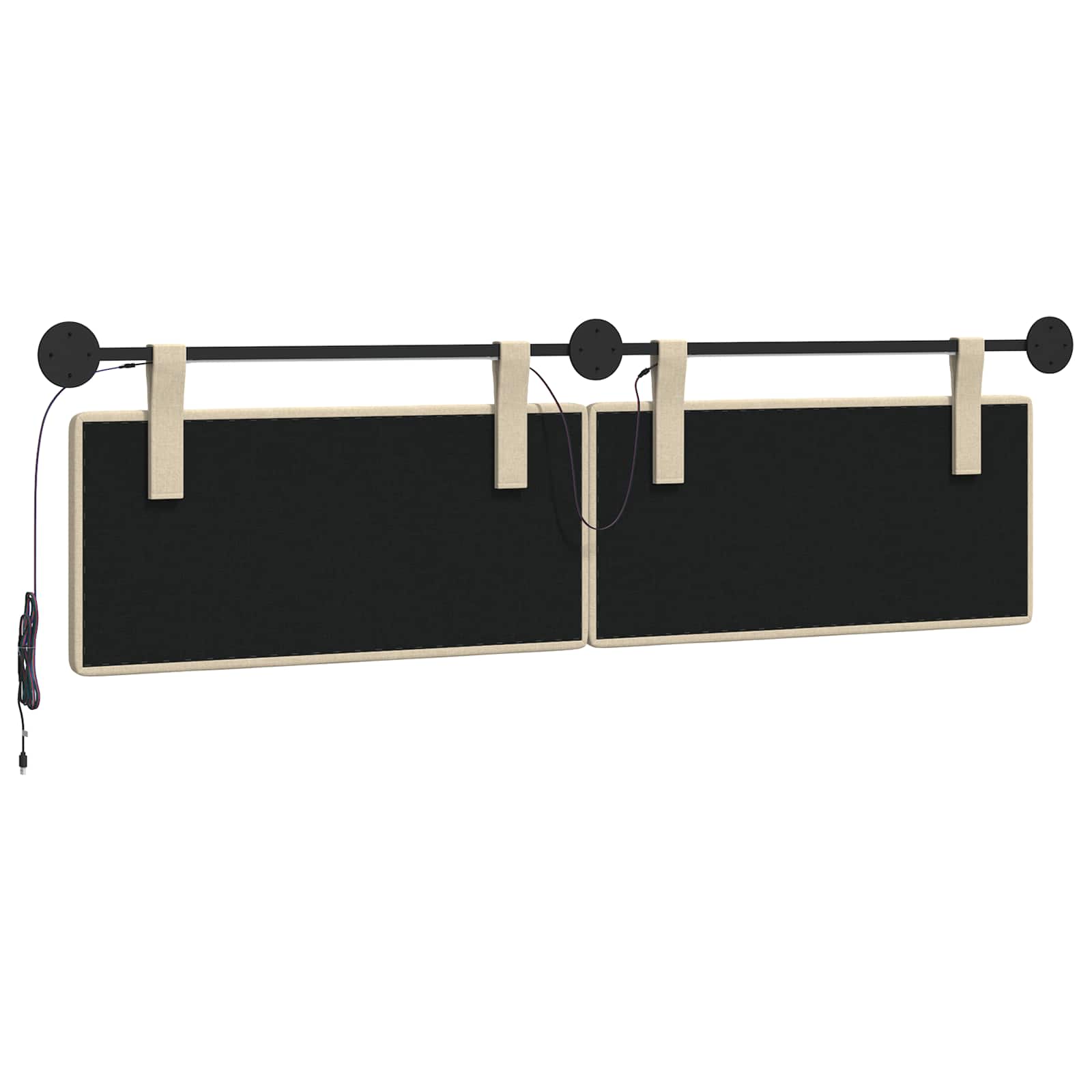 Hangend hoofdbord Met LED-verlichting Crèmekleurig Stof
